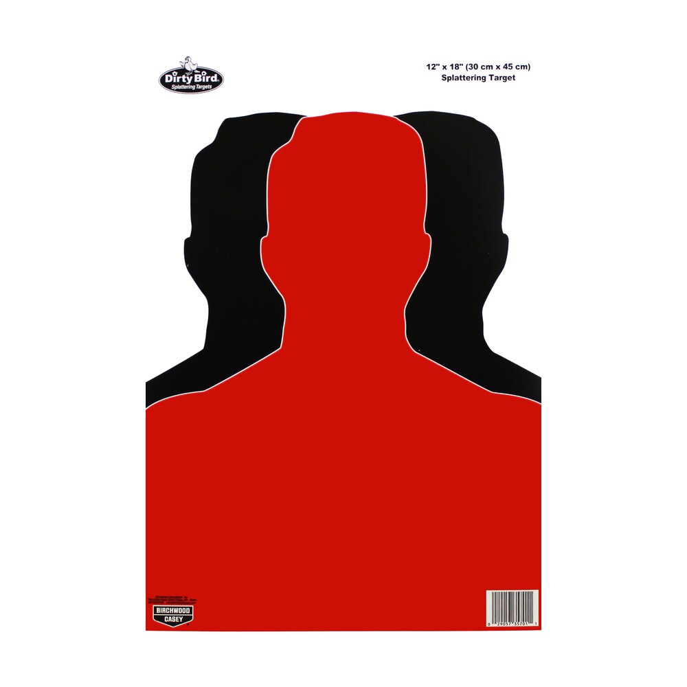 birchwood casey 35701 dirty bird silhouette tagboard hanging pistol 12" x 18" black/red white impact splatter 100 per pkg Birchwood Casey 35701 Dirty Bird Silhouette Tagboard Hanging Pistol 12" x 18" Black/Red White Sports South item 60078