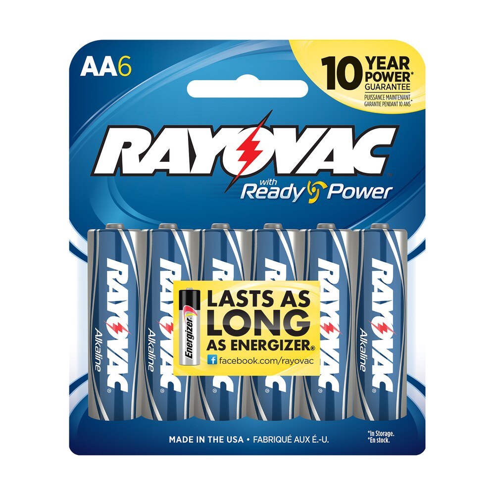 rayovac 8156f aa high energy alkaline batteries silver/blue 1.5 volts 2,700 mah (6) single pack Rayovac 8156F AA HIGH ENERGY Alkaline Batteries Silver/Blue 1.5 Volts 2,700 mAh (6) Single Pack Sports South item 60201
