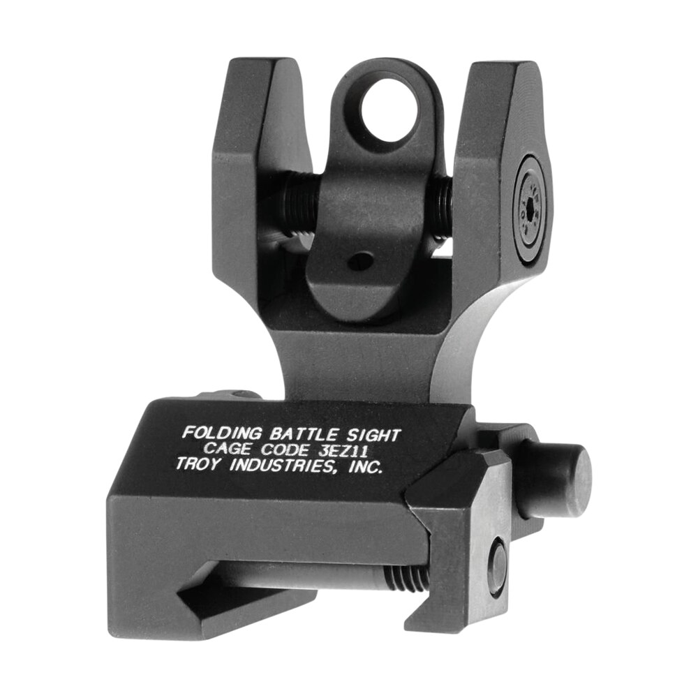troy ind ssigfbsrobt00 rear folding battlesight round black hardcoat anodized for ar 15 Troy Ind SSIGFBSROBT00 Rear Folding BattleSight Round Black Hardcoat Anodized for AR-15 Sports South item 60496