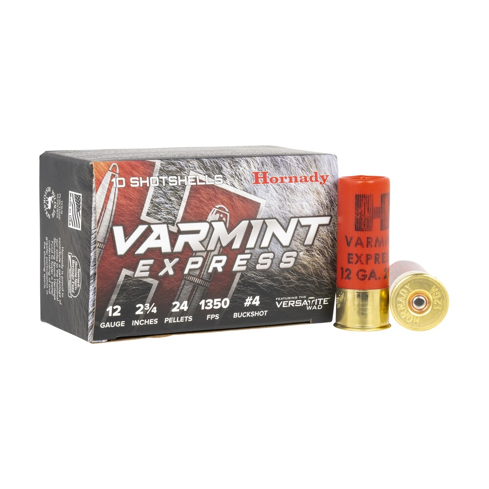 hornady 86243 varmint express 12 gauge 2.75" 4 buck shot 10 per box/ 10 case Hornady 86243 Varmint Express 12 Gauge 2.75" 4 Buck Shot 10 Per Box/ 10 Case Sports South item 61039