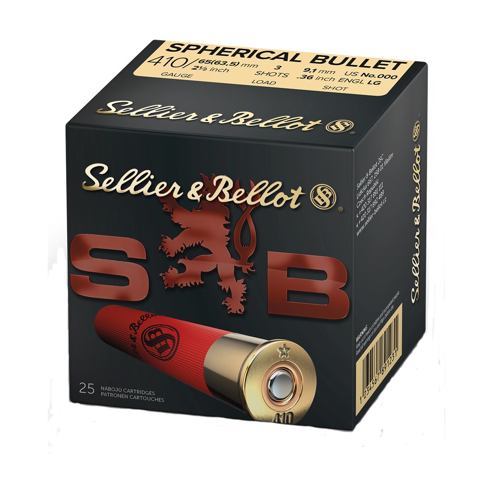 sellier & bellot sb410a hunting 410gauge 2.50" 3pellets 1/2oz spherical 000buck shot 25 box/20 case Sellier & Bellot SB410A Hunting 410Gauge 2.50" 3Pellets 1/2oz Spherical 000Buck Shot 25 Sports South item 61953