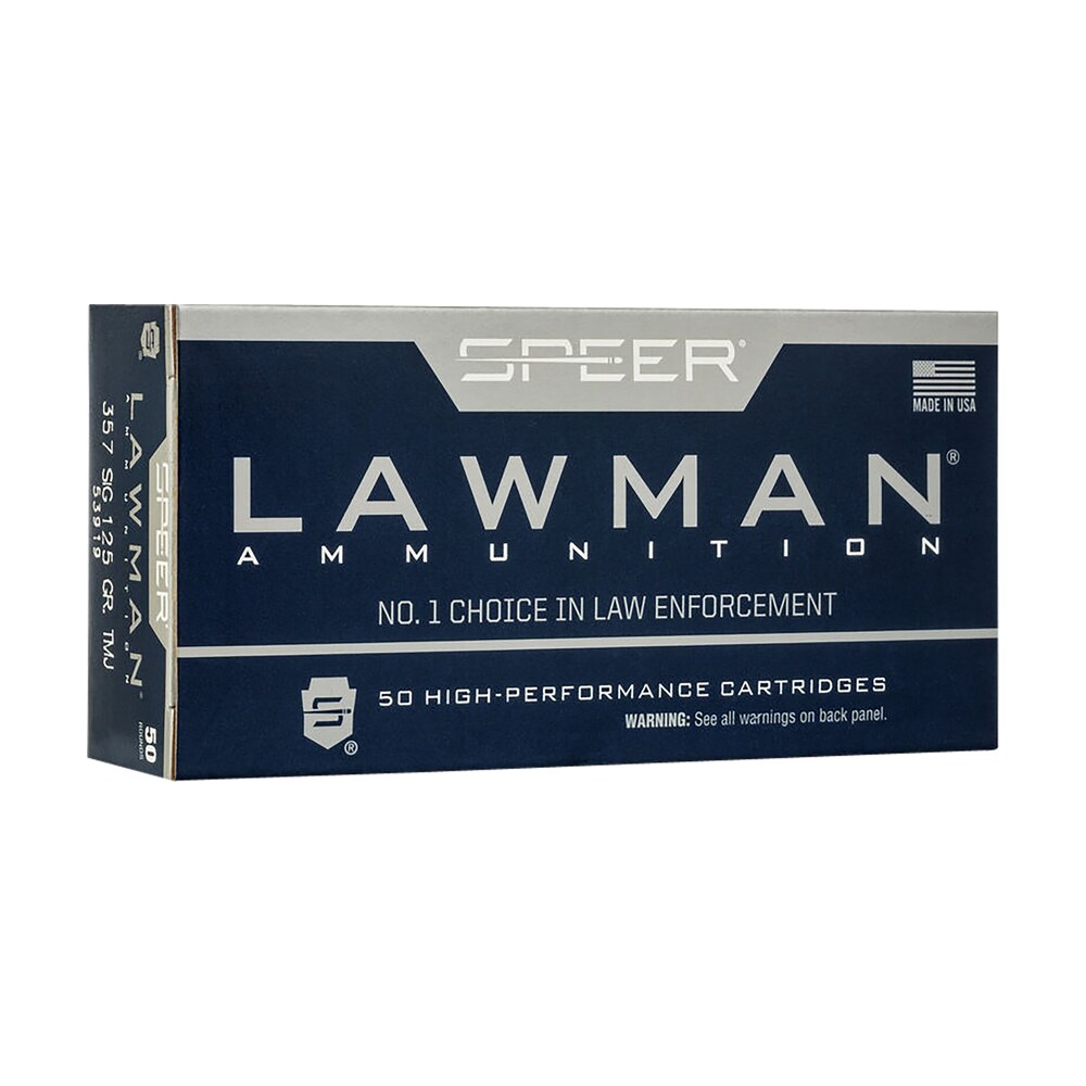 speer 53919 lawman 357sig 125gr total metal jacket flat nose 50 per box/20 case Speer 53919 Lawman 357Sig 125gr Total Metal Jacket Flat Nose 50 Per Box/20 Case Sports South item 62003