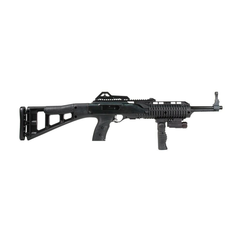hi point 995fgflts 995ts carbine 9mm luger 16.50" 10+1 black all weather molded stock w/forward folding grip and weapon mounted flashlight Hi-Point 995FGFLTS 995TS Carbine 9mm Luger 16.50" 10+1 Black All Weather Molded Stock Sports South item 62395