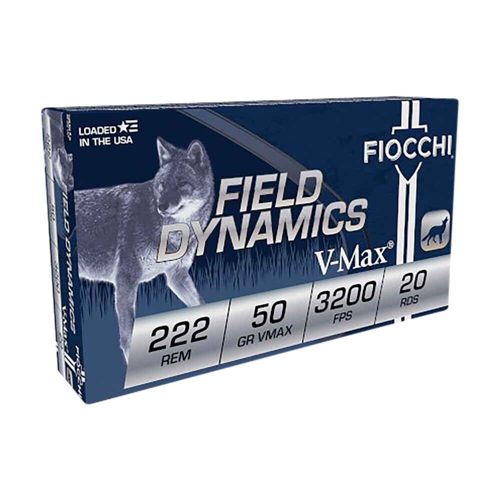 fiocchi 222hva field dynamics 222rem 50gr hornady v max 20 per box/10 case Fiocchi 222HVA Field Dynamics 222Rem 50gr Hornady V Max 20 Per Box/10 Case Sports South item 63045