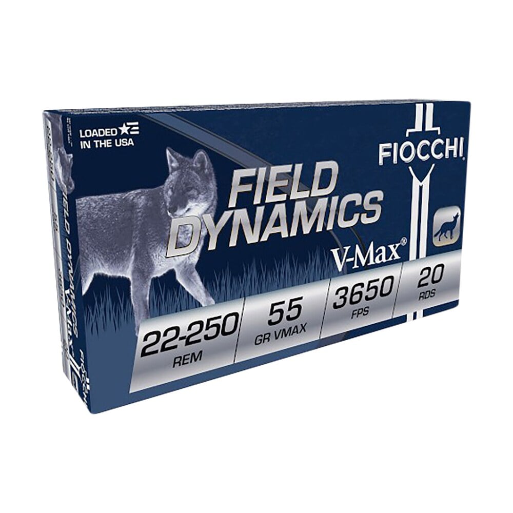 fiocchi 22250hvd field dynamics 22 250rem 55gr hornady v max 20 per box/10 case Fiocchi 22250HVD Field Dynamics 22-250Rem 55gr Hornady V Max 20 Per Box/10 Case Sports South item 63049