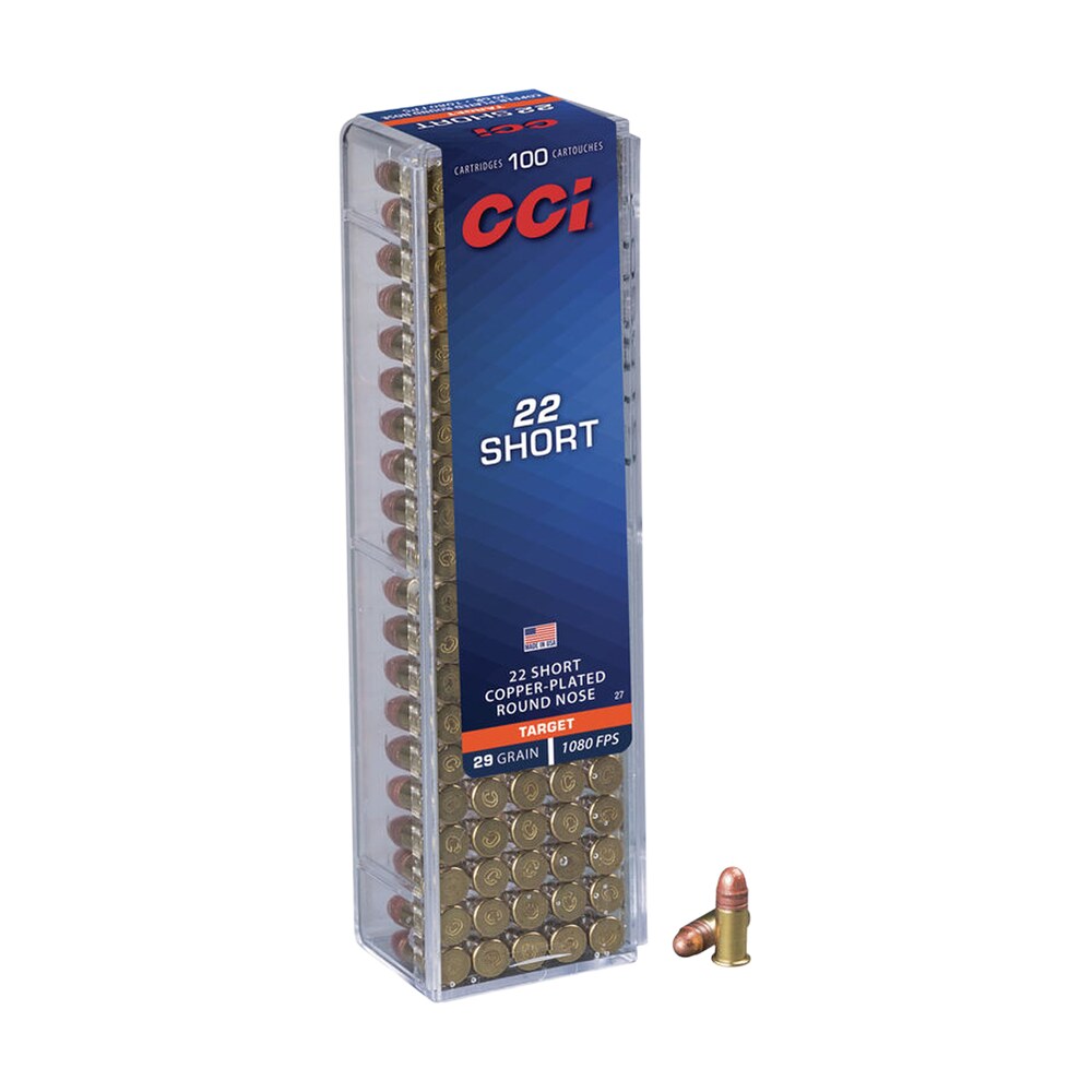 cci 0027 target rimfire 22short 29gr copper plated round nose 100 per box/50 case CCI 0027 Target Rimfire 22Short 29gr Copper Plated Round Nose 100 Per Box/50 Case Sports South item 63204