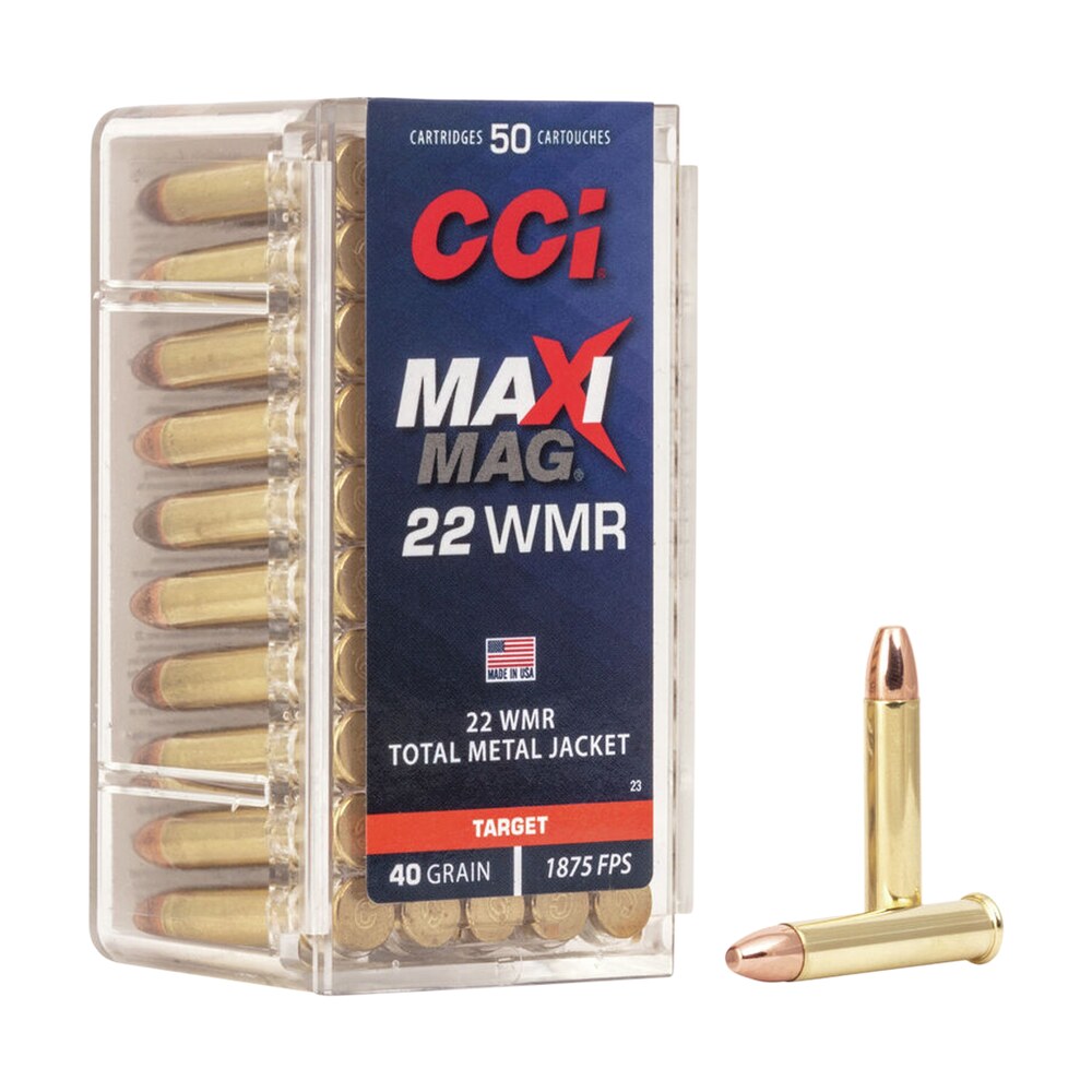 cci 0023 maxi mag rimfire 22wmr 40gr total metal jacket 50 per box/40 case CCI 0023 Maxi-Mag Rimfire 22WMR 40gr Total Metal Jacket 50 Per Box/40 Case Sports South item 63211