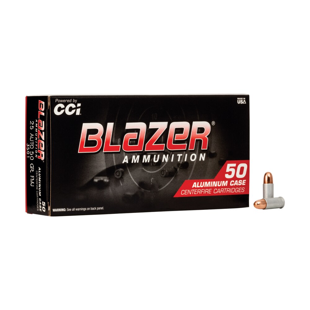 cci 3501 blazer handgun 25acp 50gr total metal jacket 50 per box/20 case CCI 3501 Blazer Handgun 25ACP 50gr Total Metal Jacket 50 Per Box/20 Case Sports South item 63217