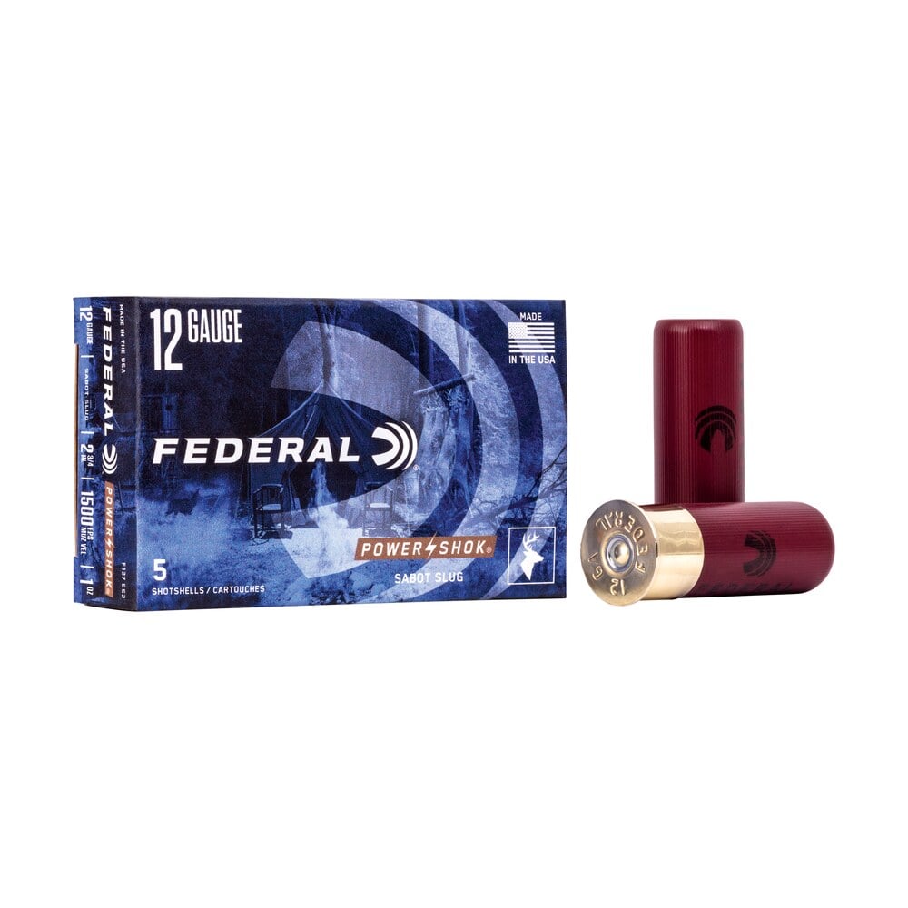 federal f127ss2 power shok shotshell 12gauge 2.75" 1oz sabotslug shot 5 per box/50 case Federal F127SS2 Power-Shok Shotshell 12Gauge 2.75" 1oz SabotSlug Shot 5 Per Box/50 Case Sports South item 63489