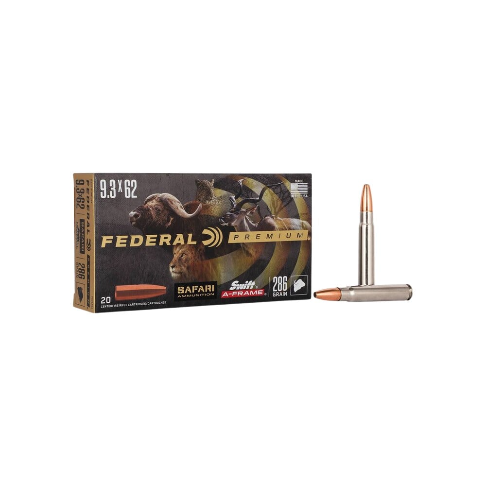 federal p9362sa premium safari cape shok 9.3mmx62mauser 286gr swift a frame 20 per box/10 case Federal P9362SA Premium Safari Cape-Shok 9.3mmx62Mauser 286gr Swift A Frame 20 Per Box/10 Case Sports South item 63651