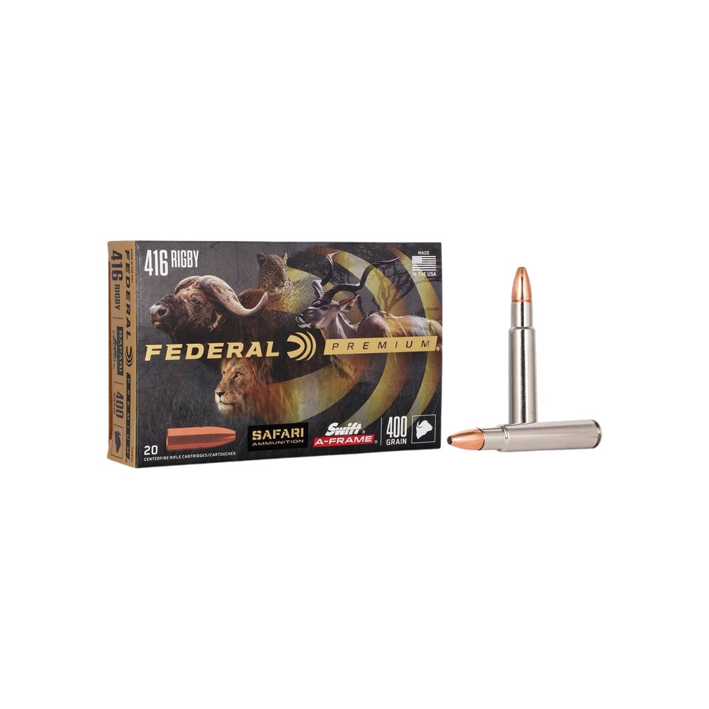 federal p416sa premium safari cape shok 416rigby 400gr swift a frame 20 per box/10 case Federal P416SA Premium Safari Cape-Shok 416Rigby 400gr Swift A Frame 20 Per Box/10 Case Sports South item 63658