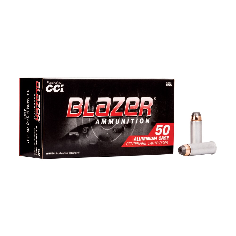 cci 3564 blazer handgun 44rem mag 240gr jacketed hollow point 50 per box/20 case CCI 3564 Blazer Handgun 44Rem Mag 240gr Jacketed Hollow Point 50 Per Box/20 Case Sports South item 63819