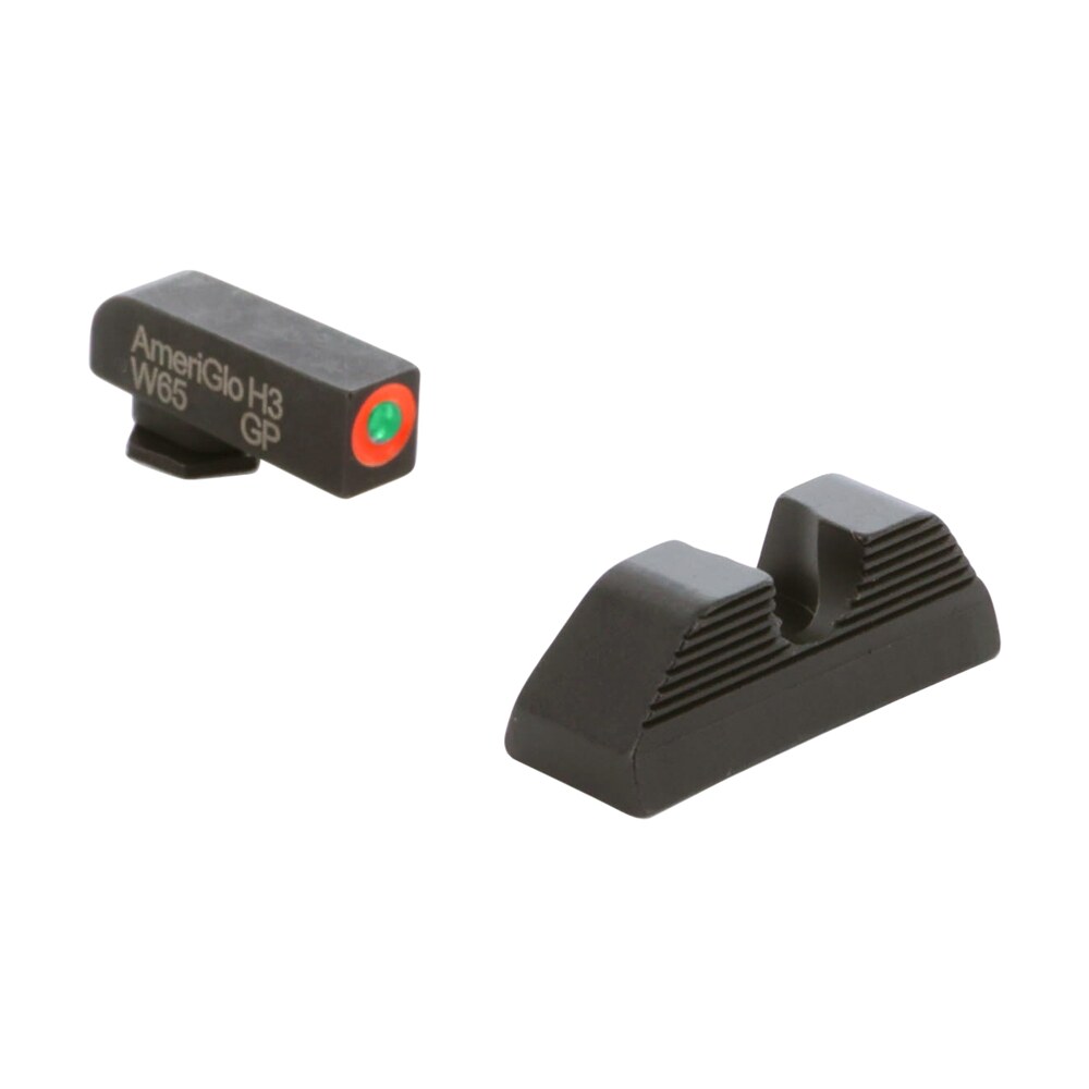 ameriglo gl351 protector sight set for glock green tritium orange outline front sight black serrated rear sight AmeriGlo GL351 Protector Sight Set for Glock Green Tritium Orange Outline Front Sight-Black Sports South item 6406