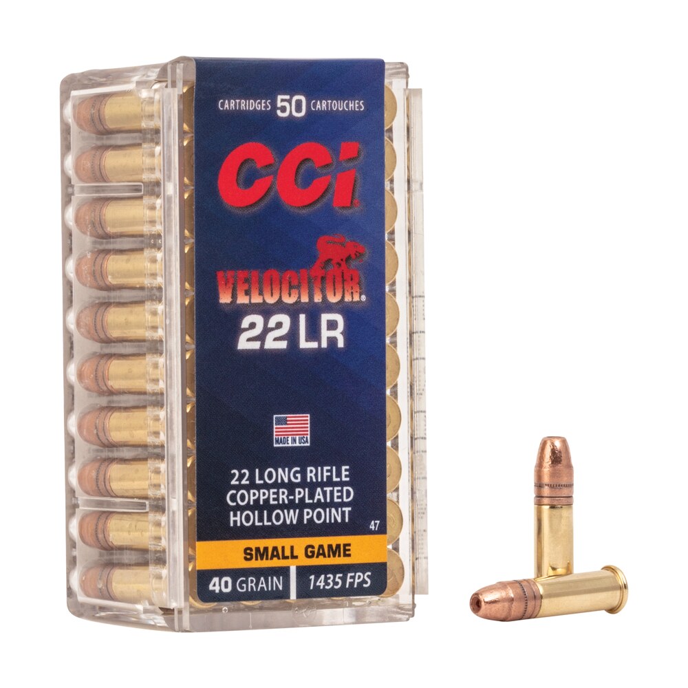 cci 0047 velocitor rimfire 22lr 40gr copper plated hollow point 50 per box/100 case CCI 0047 Velocitor Rimfire 22LR 40gr Copper Plated Hollow Point 50 Per Box/100 Case Sports South item 64738