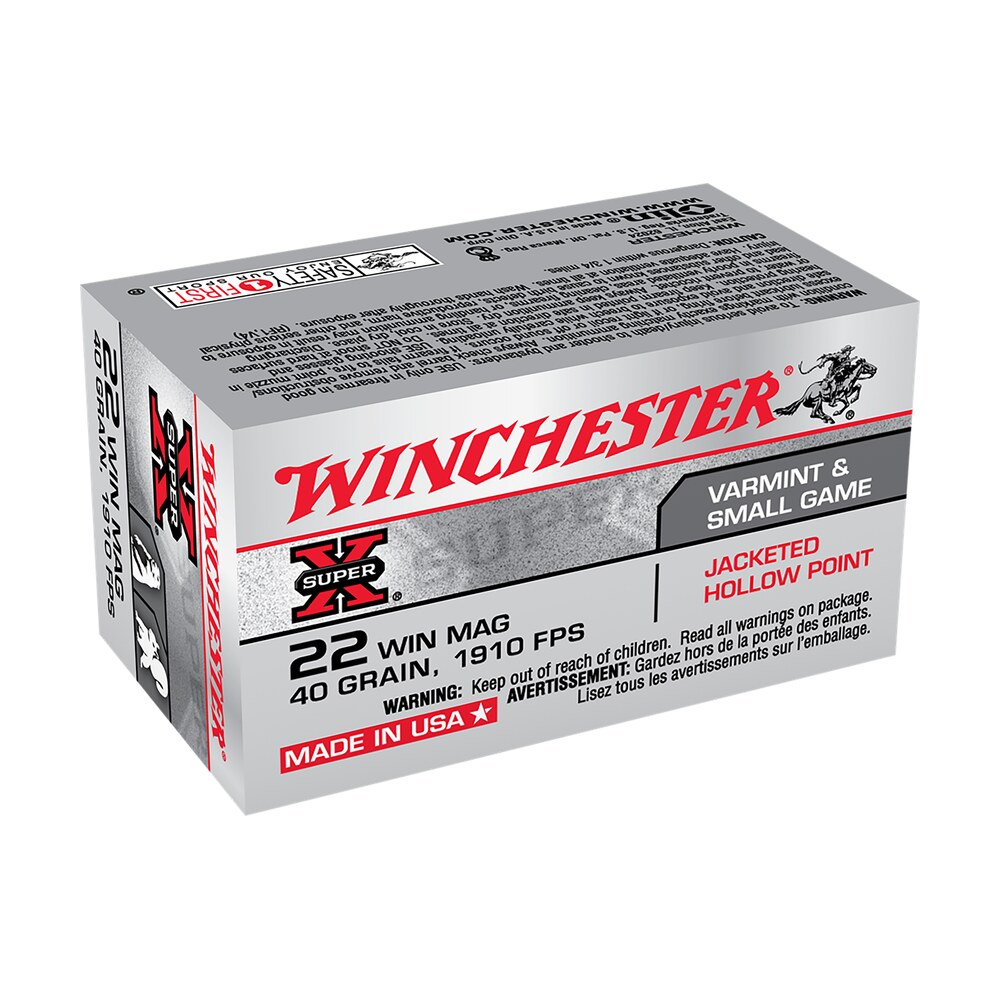 winchester ammo x22mh super x 22wmr 40gr jacketed hollow point 50 per box/40 case Winchester Ammo X22MH Super X 22WMR 40gr Jacketed Hollow Point 50 Per Box/40 Case Sports South item 65132