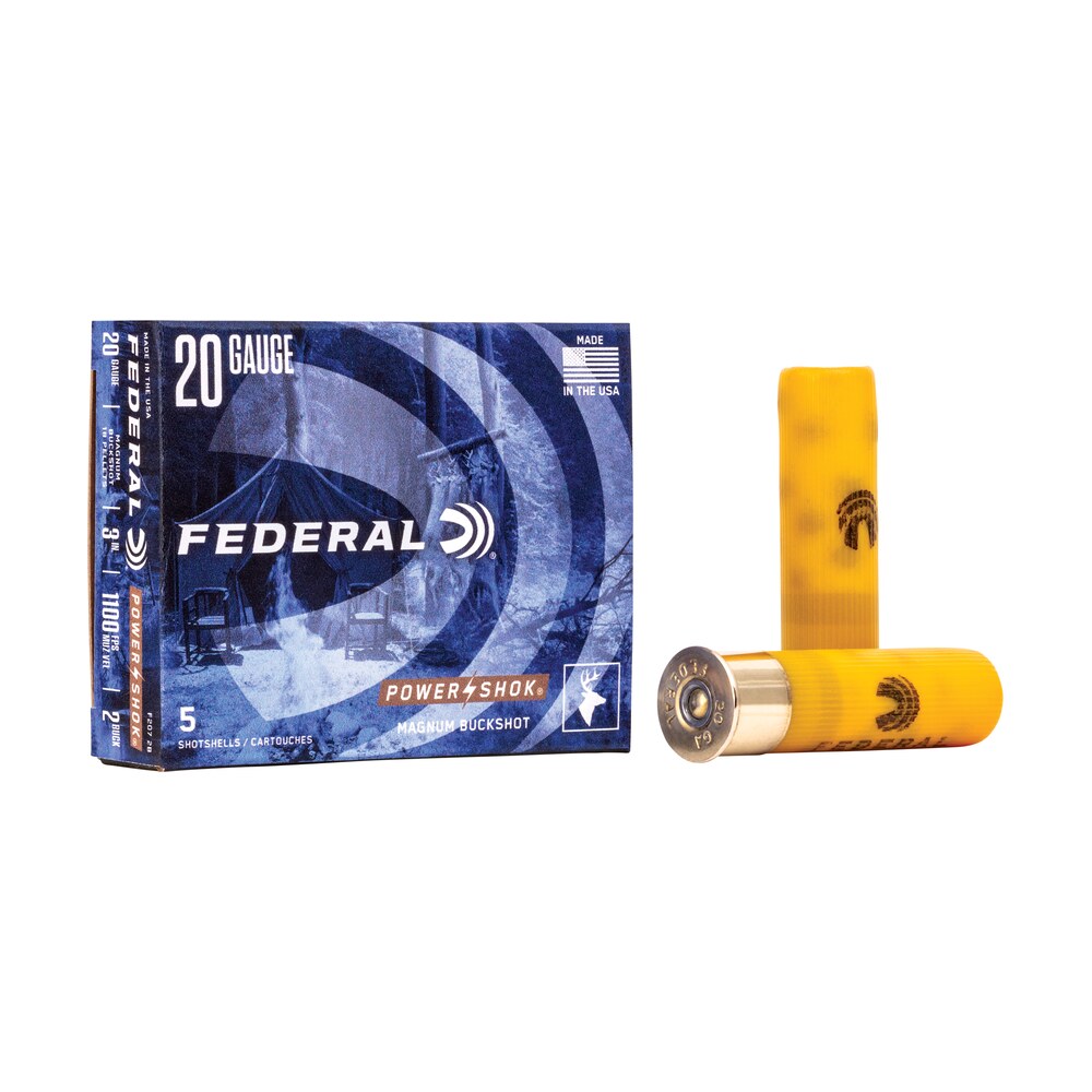 federal f2072b power shok magnum 20gauge 3" 18pellets 1 1/4oz 2buckshot 5 per box/50 case Federal F2072B Power-Shok Magnum 20Gauge 3" 18Pellets 1 1/4oz 2BuckShot 5 Per Box/50 Case Sports South item 65656