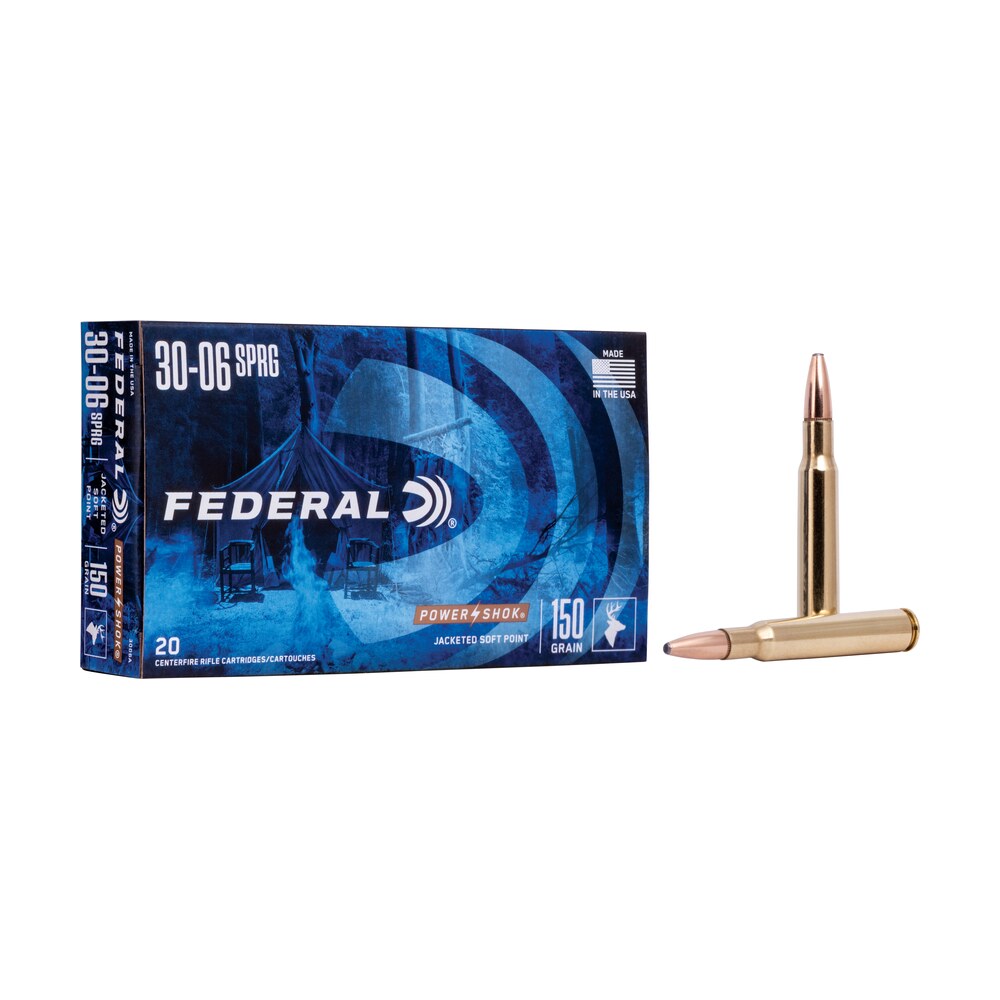 federal 3006a power shok 30 06springfield 150gr jacketed soft point 20 per box/10 case Federal 3006A Power-Shok 30-06Springfield 150gr Jacketed Soft Point 20 Per Box/10 Case Sports South item 65748