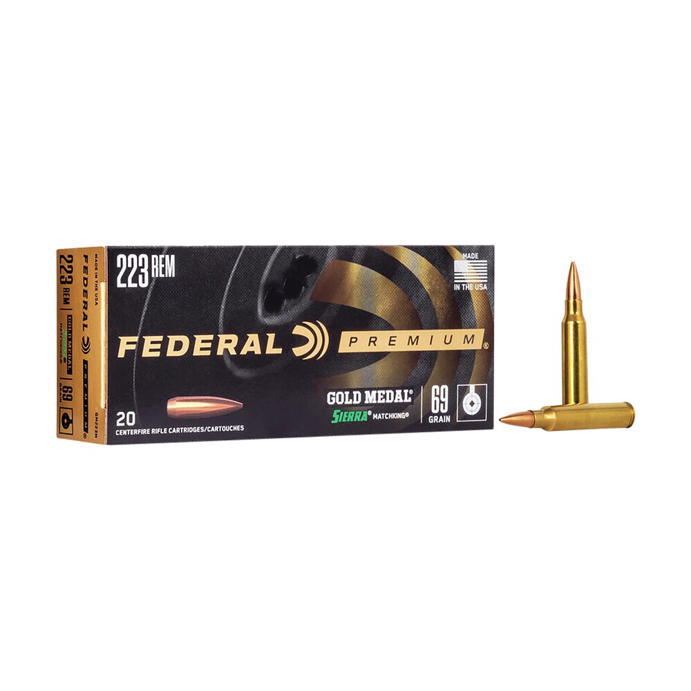 federal gm223m3 premium gold medal 223rem 77gr sierra matchking bthp 20 per box/10 case Federal GM223M3 Premium Gold Medal 223Rem 77gr Sierra MatchKing BTHP 20 Per Box/10 Case Sports South item 65837