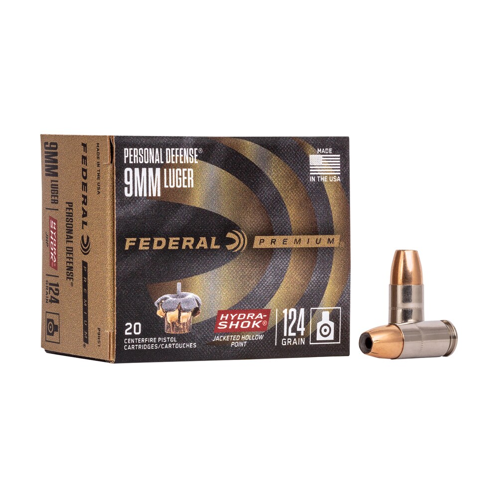 federal p9hs1 premium personal defense 9mmluger 124gr hydra shok jacketed hollow point 20 per box/25 case Federal P9HS1 Premium Personal Defense 9mmLuger 124gr Hydra-Shok Jacketed Hollow Point 20 Per Sports South item 65885