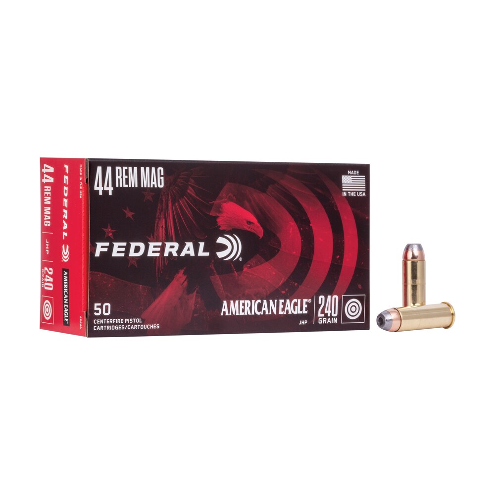 federal ae44a american eagle handgun 44remmag 240gr jacketed hollow point 50 per box/20 case Federal AE44A American Eagle Handgun 44RemMag 240gr Jacketed Hollow Point 50 Per Box/20 Case Sports South item 65987