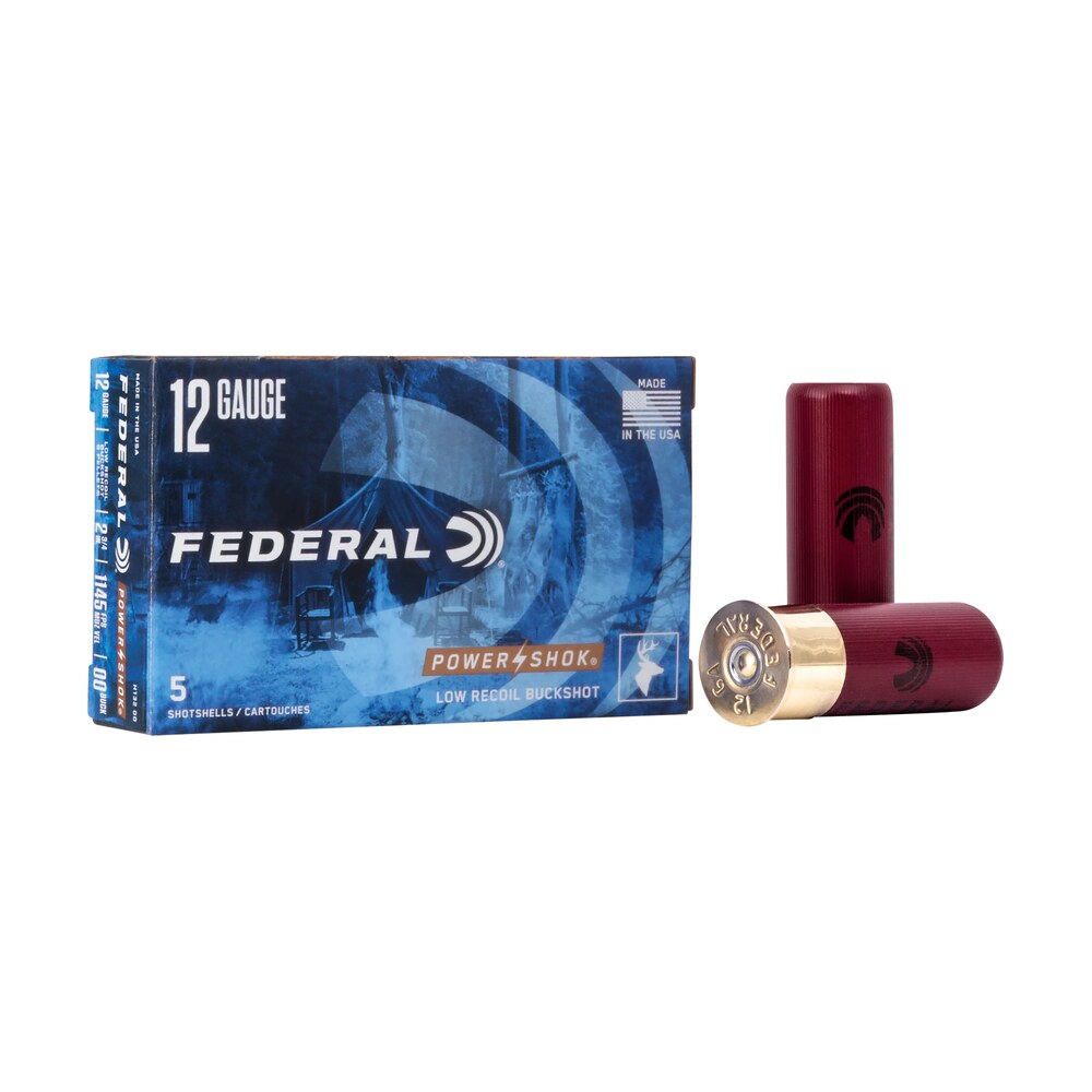 federal h13200 power shok low recoil 12gauge 2.75" 9pellets 1 3/16oz 00buckshot 5 per box/50 case Federal H13200 Power-Shok Low Recoil 12Gauge 2.75" 9Pellets 1 3/16oz 00BuckShot 5 Per Box/50 Sports South item 67109