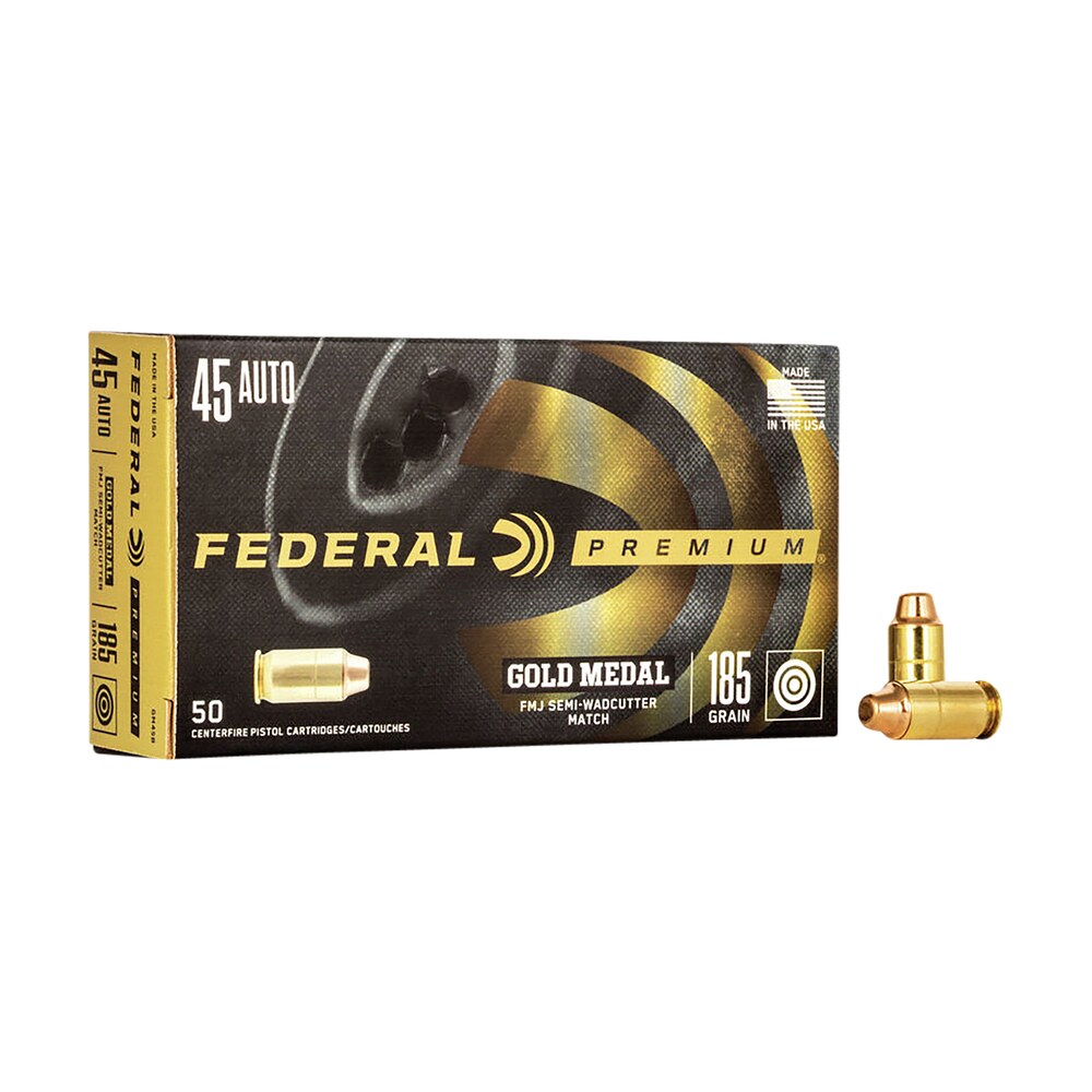 federal gm45b premium gold medal 45acp 185gr full metal jacket semi wadcutter 50 per box/20 case Federal GM45B Premium Gold Medal 45ACP 185gr Full Metal Jacket Semi Wadcutter 50 Per Box/20 Sports South item 67126