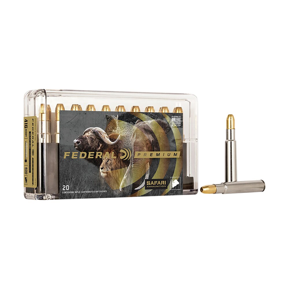 federal p416t2 premium safari cape shok 416rigby 400gr trophy bonded sledgehammer solid 20 per box/10 case Federal P416T2 Premium Safari Cape-Shok 416Rigby 400gr Trophy Bonded Sledgehammer Solid 20 Per Sports South item 67154