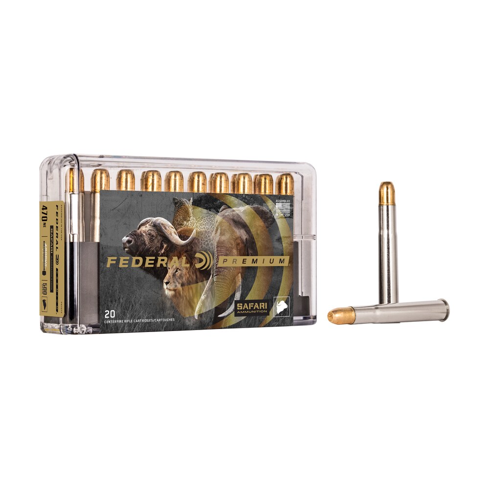 federal p470t2 premium safari cape shok 470nitroexpress 500gr trophy bonded sledgehammer solid 20 per box/10 case Federal P470T2 Premium Safari Cape-Shok 470NitroExpress 500gr Trophy Bonded Sledgehammer Solid Sports South item 67156