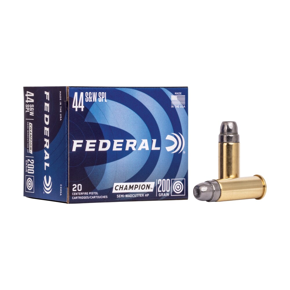federal c44sa champion training 44s&w spl 200gr semi wadcutter hollow point 20 per box/25 case Federal C44SA Champion Training 44S&W Spl 200gr Semi Wadcutter Hollow Point 20 Per Box/25 Sports South item 67378