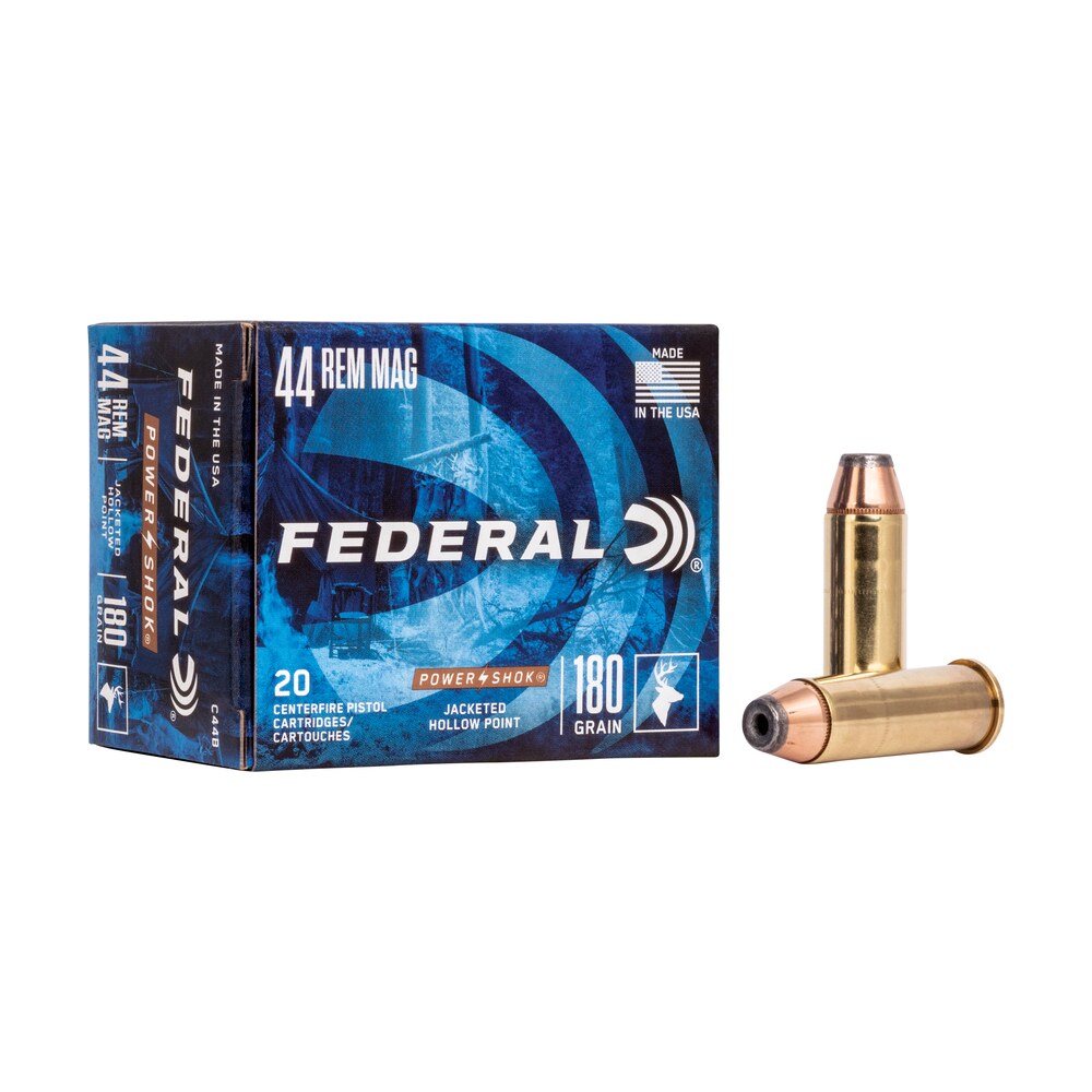 federal c44b power shok handgun 44remmag 180gr jacketed hollow point 20 per box/25 case Federal C44B Power-Shok Handgun 44RemMag 180gr Jacketed Hollow Point 20 Per Box/25 Case Sports South item 67380