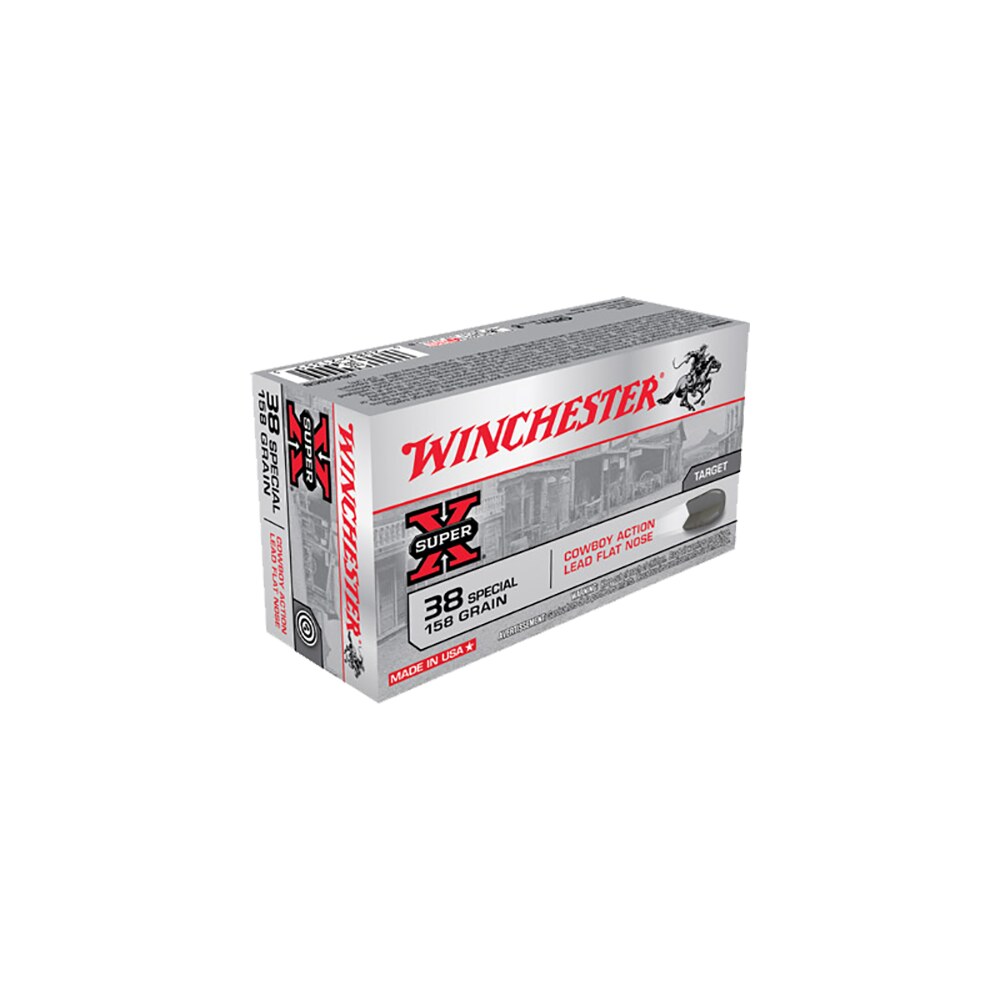 winchester ammo usa38cb super x cowboy action 38special 158gr lead flat nose 50 per box/10 case Winchester Ammo USA38CB Super X Cowboy Sports South item 67988