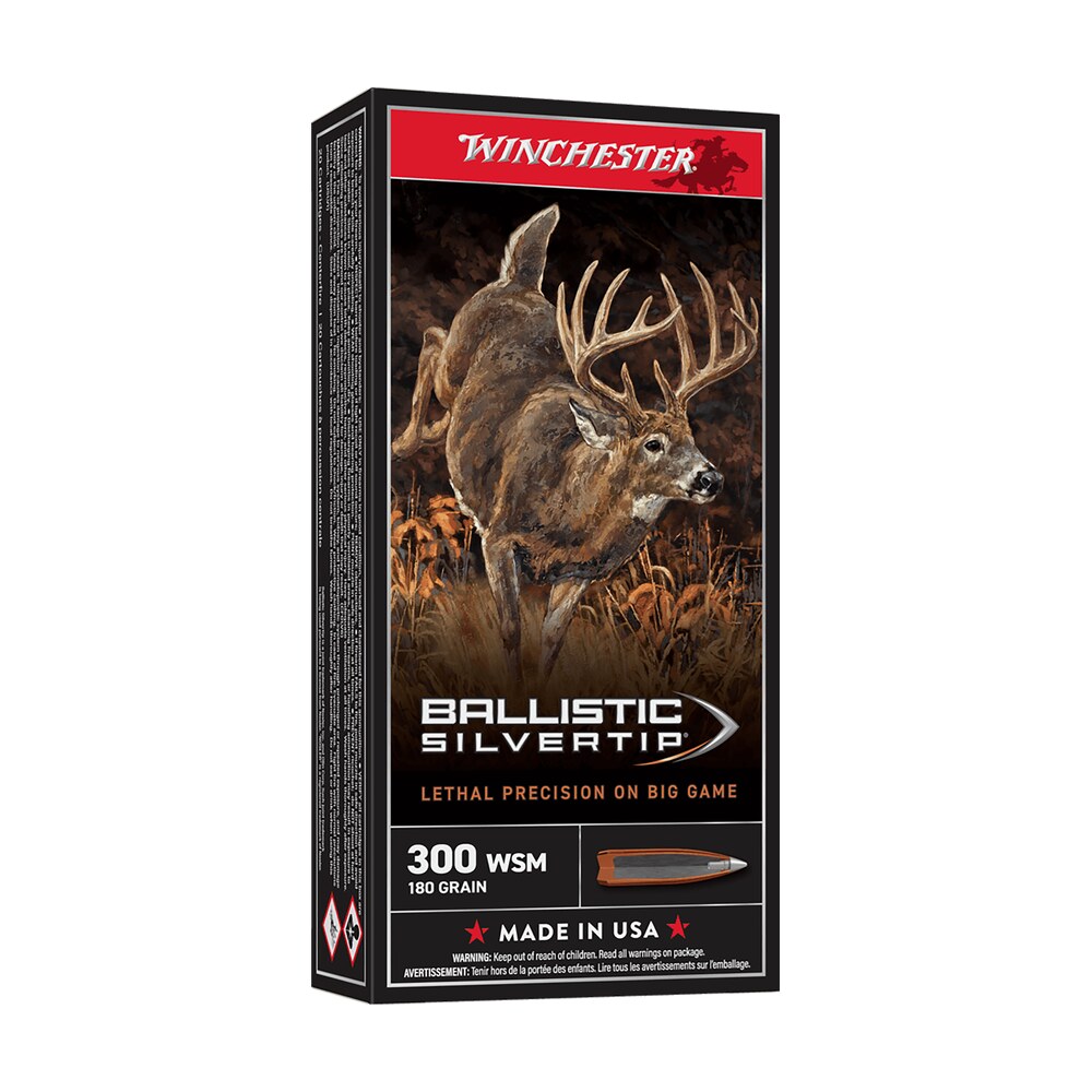 winchester ammo sbst300sa ballistic silvertip 300wsm 180gr rapid controlled expansion polymer tip 20 per box/10 case Winchester Ammo SBST300SA Ballistic Silvertip 300WSM 180gr Rapid Controlled Expansion Polymer Sports South item 68062