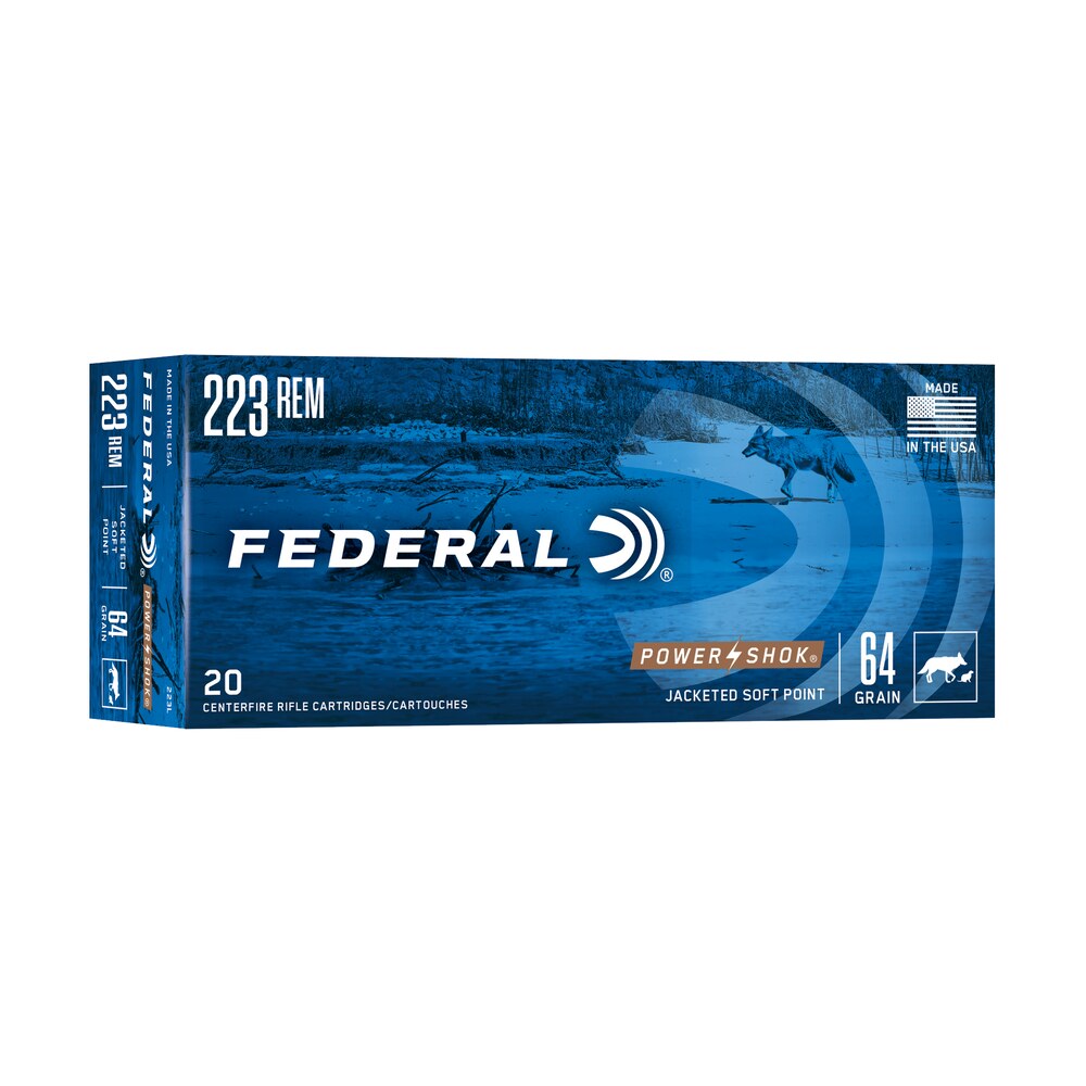 federal 223l power shok 223rem 64gr jacketed soft point 20 per box/10 case Federal 223L Power-Shok 223Rem 64gr Jacketed Soft Point 20 Per Box/10 Case Sports South item 68268