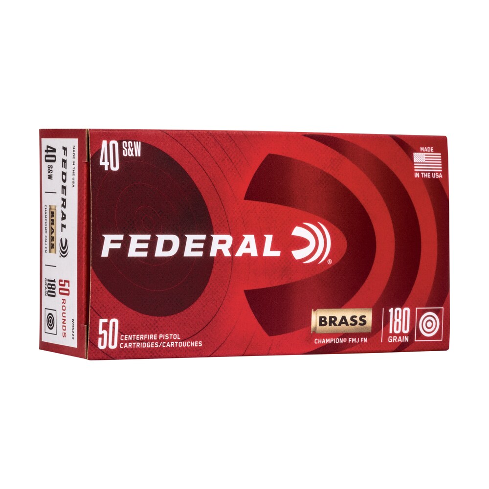federal wm5223 champion training 40s&w 180gr full metal jacket 50 per box/20 case Federal WM5223 Champion Training 40S&W 180gr Full Metal Jacket 50 Per Box/20 Case Sports South item 69516