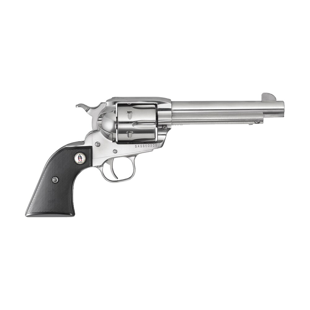 ruger 5134 vaquero sass 45 colt (long colt) 6rd 5.50" high gloss barrel, cylinder & frame, black checkered polymer grip, transfer bar safety, montado hammer (1 of 2) Ruger 5134 Vaquero SASS 45 Colt (Long Colt) 6rd 5.50" High Gloss Sports South item 69517