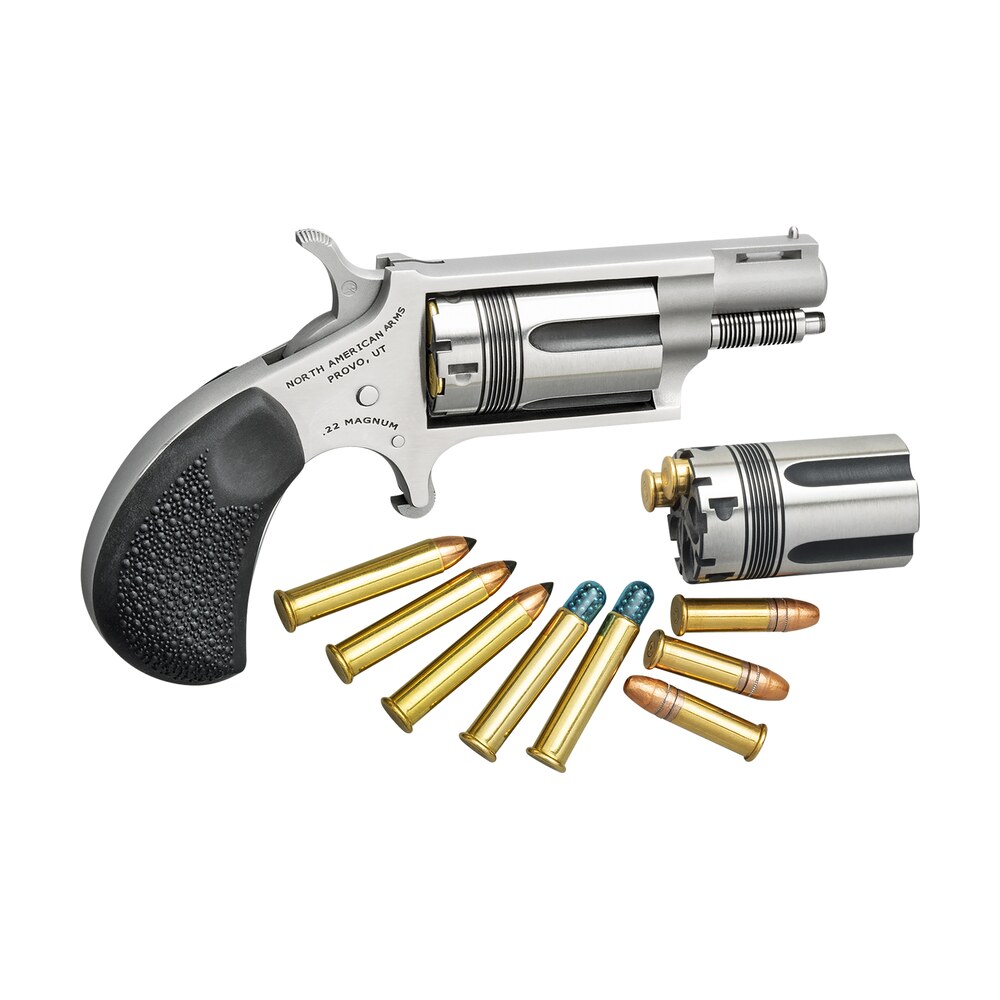 north american arms 22mctw wasp combo 22 lr/22 wmr 5 shot 1.63" stainless steel vent rib barrel, stainless steel frame & cylinder, black pebbled rubber grip, exposed hammer North American Arms 22MCTW Wasp Combo 22 LR/22 WMR 5 Shot 1.63" Stainless Steel Vent Rib Sports South item 69891