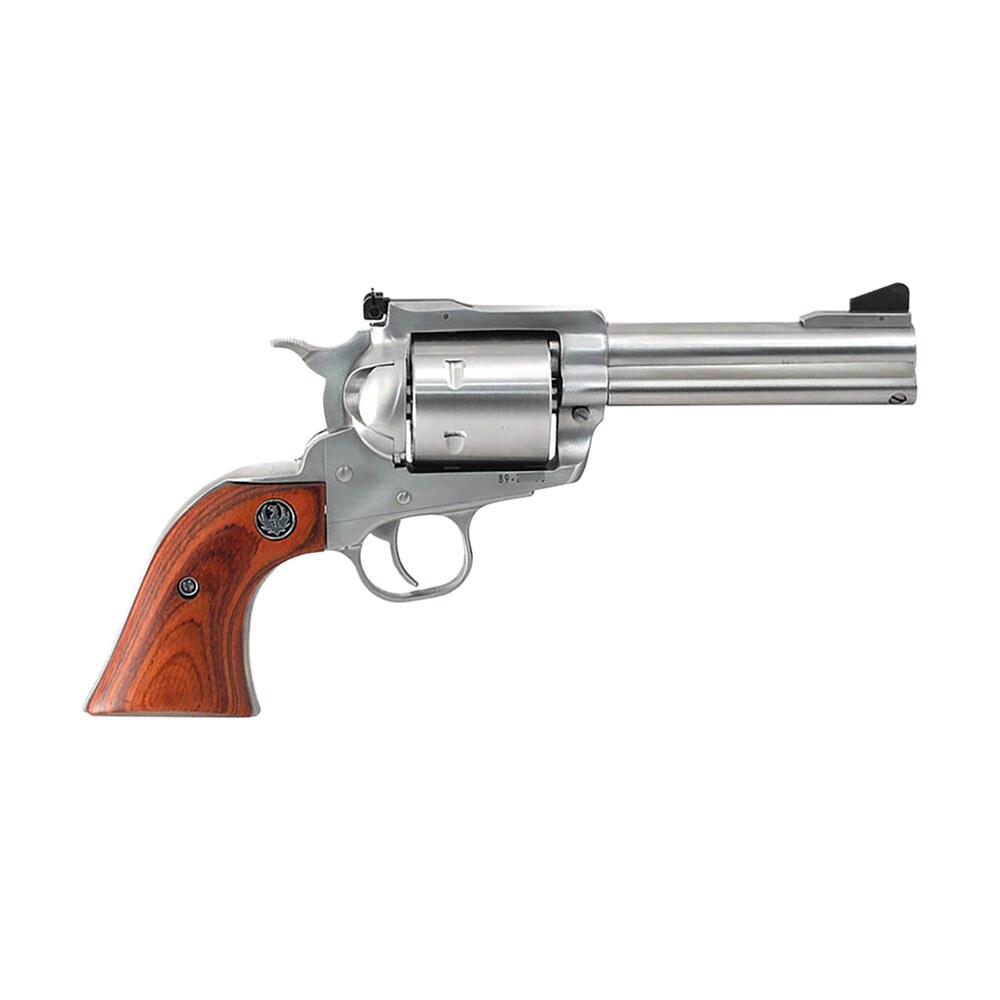 ruger 0814 super blackhawk large frame 44 rem mag/44 special 6rd 4.63" satin stainless steel barrel, cylinder & frame, hardwood grip, transfer bar safety, exposed hammer Ruger 0814 Super Blackhawk Large Frame 44 Rem Mag/44 Special 6rd 4.63" Satin Stainless Steel Sports South item 70181