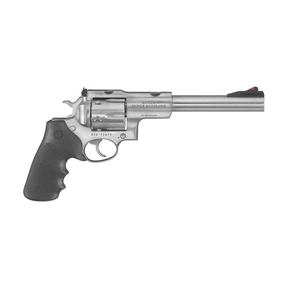 ruger 5501 super redhawk 44 rem mag/44 special 6rd 7.50" satin stainless steel w/integral mount barrel, satin stainless cylinder & frame, black hogue tamer monogrip, transfer bar safety Ruger 5501 Super Redhawk 44 Rem Mag/44 Special 6rd 7.50" Satin Stainless Steel Sports South item 70252