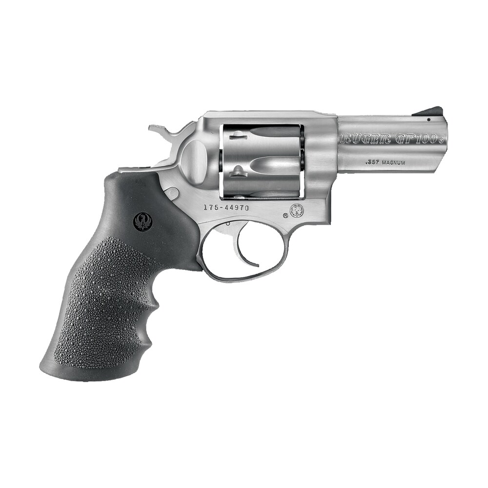 ruger 1715 gp100 medium frame 357 mag 6rd 3" satin stainless steel barrel, cylinder & frame, hogue monogrip, transfer bar safety, exposed hammer Ruger 1715 GP100 Medium Frame 357 Mag 6rd 3" Satin Stainless Steel Sports South item 70265