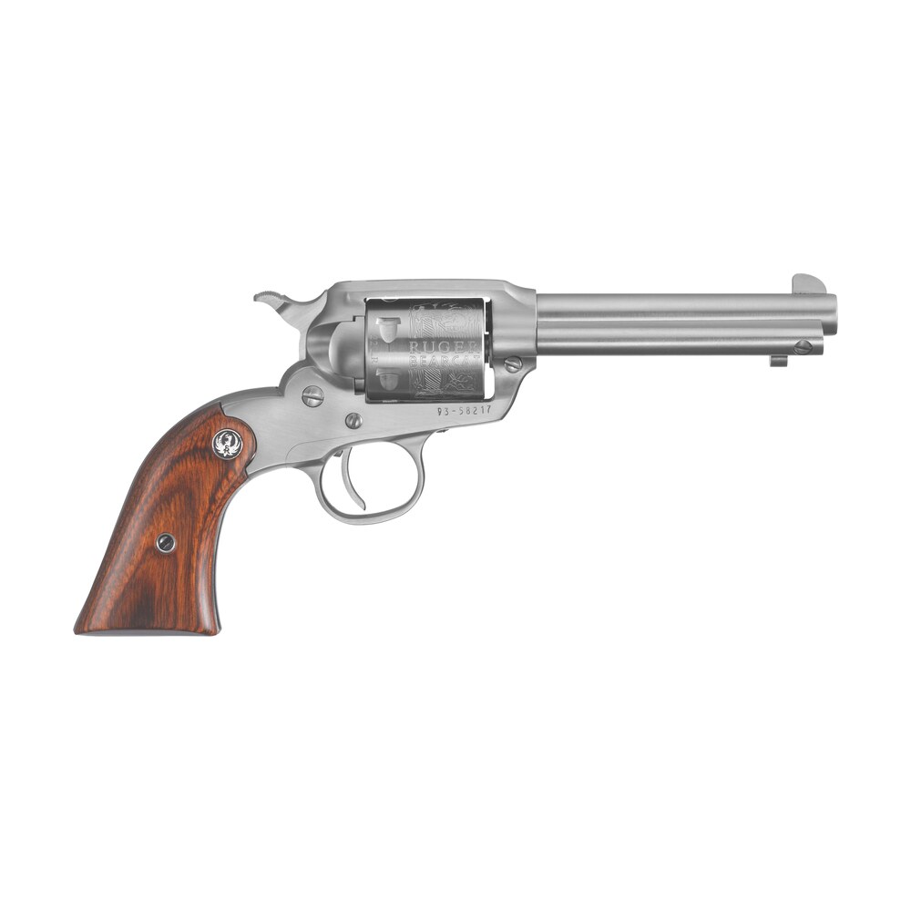 ruger 0913 bearcat compact frame 22 lr 6rd 4" satin stainless barrel, frame & engraved cylinder, hardwood grip, transfer bar safety, exposed hammer Ruger 0913 Bearcat Compact Frame 22 LR 6rd 4" Satin Stainless Sports South item 70644