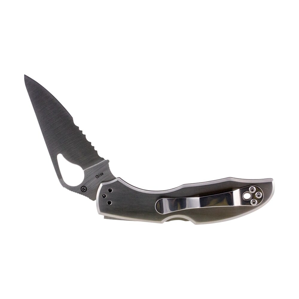 spyderco by04ps2 byrd meadowlark 2 2.94" folding clip point part serrated 8cr13mov ss blade stainless steel handle includes pocket clip Spyderco BY04PS2 Byrd Meadowlark 2 2.94" Folding Clip Point Part Serrated 8Cr13MoV SS Blade Sports South item 70732