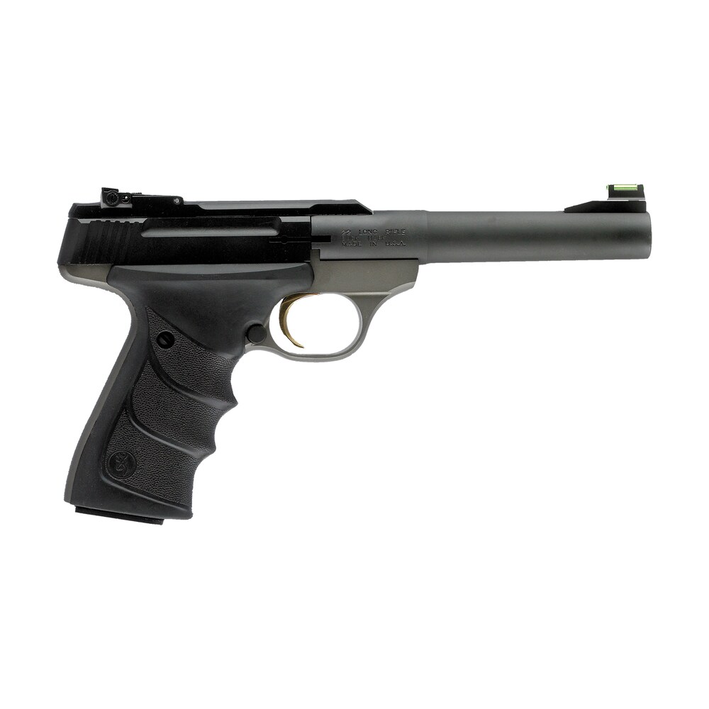 browning 051448490 buck mark practical *ca compliant 22 lr 10+1 5.50" taper bull barrel, matte black serrated steel slide, matte gray aluminum frame & black ultragrip rx grips Browning 051448490 Buck Mark Practical *CA Compliant 22 LR 10+1 5.50" Taper Bull Sports South item 73754