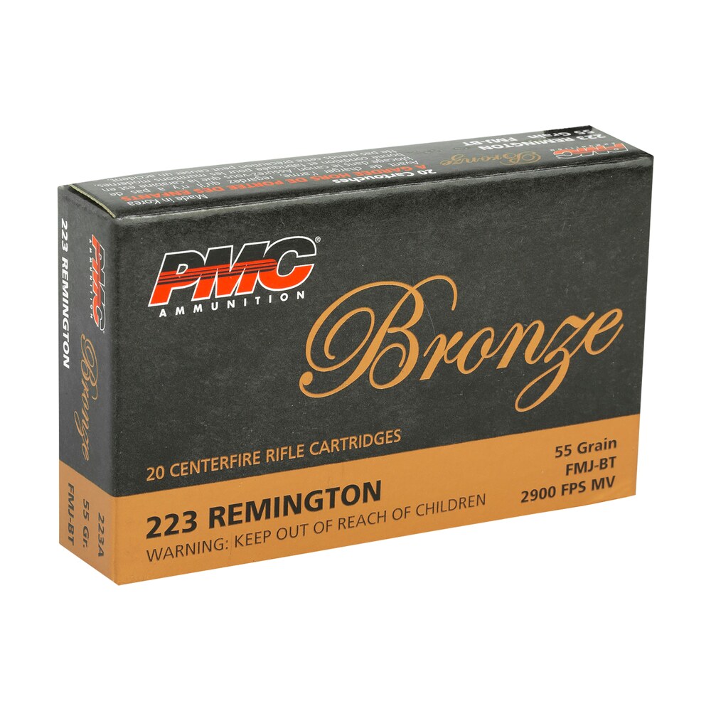pmc 223a bronze 223rem 55gr full metal jacket boat tail 20 per box/50 case PMC 223A Bronze 223Rem 55gr Full Metal Jacket Boat Tail 20 Per Box/50 Case Sports South item 74001