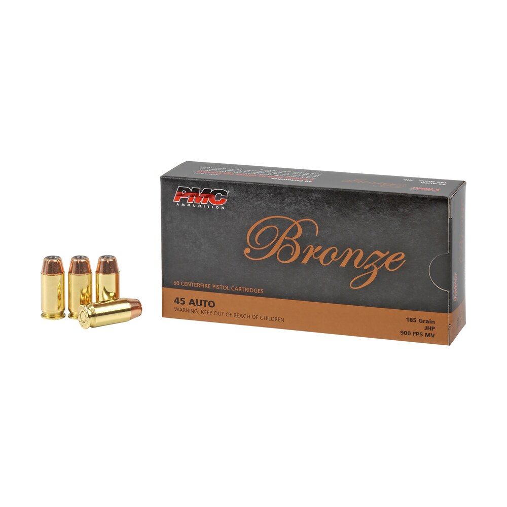 pmc 45b bronze 45acp 185gr jacketed hollow point 50 per box/20 case PMC 45B Bronze 45ACP 185gr Jacketed Hollow Point 50 Per Box/20 Case Sports South item 74090