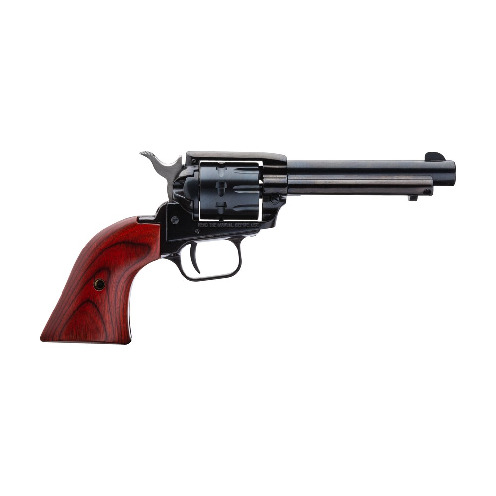 heritage mfg rr22999mb4 rough rider 22 lr 22 wmr 9 shot, 4.75" black steel barrel, black zinc alloy frame, black cylinder, cocobolo grip, hammer/thumb safety, exposed hammer Heritage Mfg RR22999MB4 Rough Rider 22 LR 22 WMR 9 Shot, 4.75" Black Steel Sports South item 74602