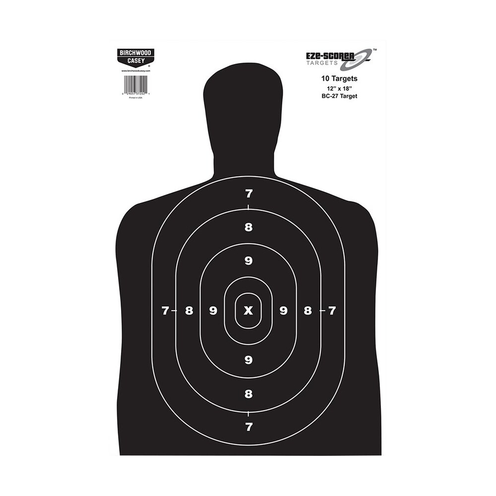 birchwood casey 37202 eze scorer bc 27 silhouette paper hanging universal 12" x 18" black/white 10 pk. Birchwood Casey 37202 EZE-Scorer BC-27 Silhouette Paper Hanging Universal 12" x 18" Black/White Sports South item 74840