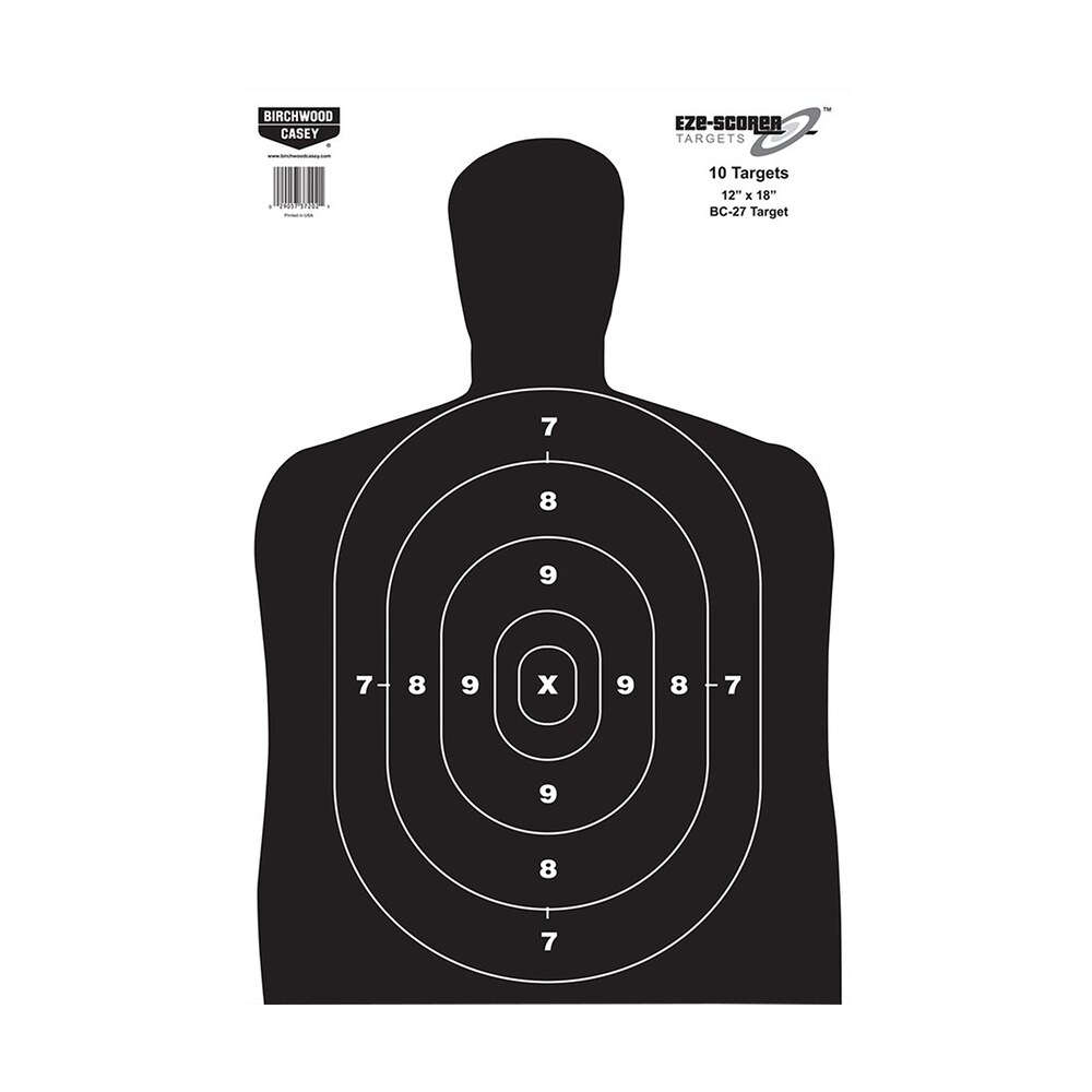 birchwood casey 37005 eze scorer bc 27 silhouette paper hanging universal 12″ x 18″ black/white 100 per pkg Birchwood Casey 37005 EZE-Scorer BC-27 Silhouette Paper Hanging Universal 12" x 18" Black/White Sports South item 74841