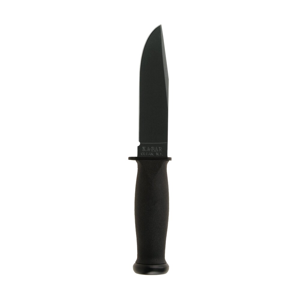 ka bar 2221 mark i 5.13" fixed clip point plain black 1095 cro van blade, black kraton g handle, includes sheath Ka-Bar 2221 Mark I 5.13" Fixed Clip Point Plain Black 1095 Cro-Van Blade, Black Kraton G Sports South item 76251
