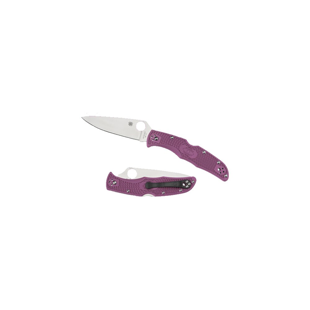 spyderco c10fppr endura 4 lightweight 3.75" folding clip point plain vg 10 ss blade purple bi directional texturing frn handle includes pocket clip Spyderco C10FPPR Endura 4 Lightweight 3.75" Folding Clip Point Plain VG-10 SS Blade Purple Sports South item 76346