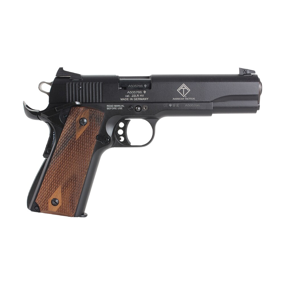 gsg gsg2210m1911ca 1911 *ca compliant 22 lr 10+1 5" all black anodized steel barrel, serrated slide, zinc alloy w/beavertail frame, double diamond walnut grip GSG GSG2210M1911CA 1911 *CA Compliant 22 LR 10+1 5" All Black Anodized Steel Sports South item 77259
